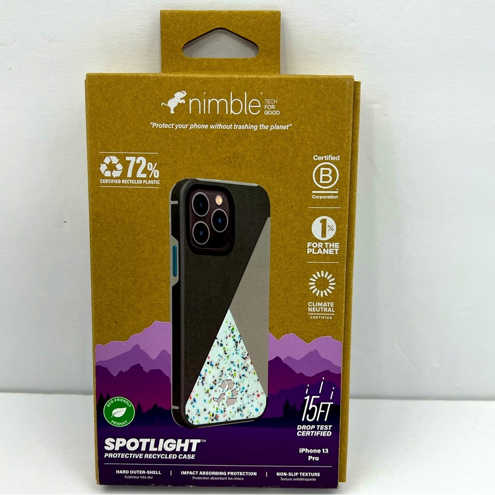 NIMBLE TECH FOR GOOD, iPhone 13 PRO PROTECTIVE CASE, BLACK AND WHITE COLORS